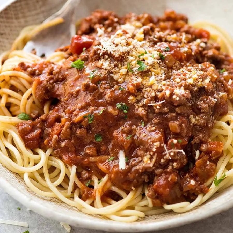 beef bolognese, available for delivery in orange county.